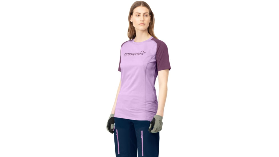 Norrona Fjora Equaliser Lightweight T-Shirt - Womens, Dark Purple/Violet Tulle, Extra Small, 7042698465054