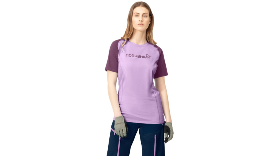 Norrona Fjora Equaliser Lightweight T-Shirt - Womens, Dark Purple/Violet Tulle, Extra Small, 7042698465054