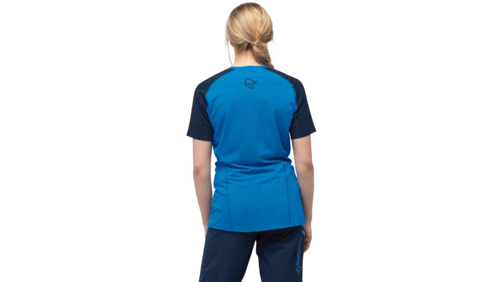 Norrona Fjora Equaliser Lightweight T-Shirt - Womens, Indigo Night/Campanula, Large, 7042698437419