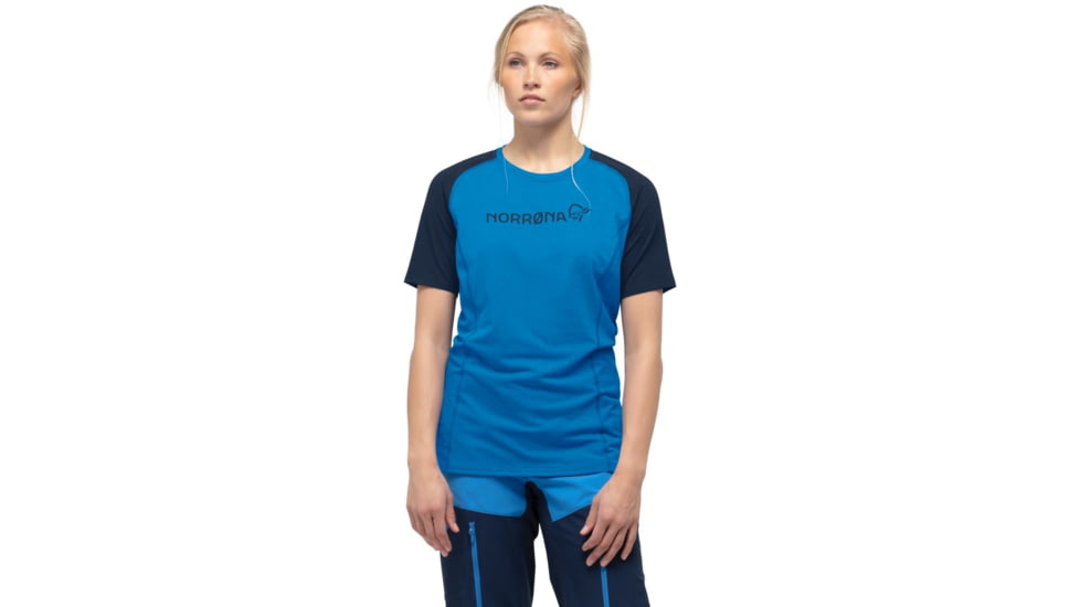 Norrona Fjora Equaliser Lightweight T-Shirt - Womens, Indigo Night/Campanula, Large, 7042698437419