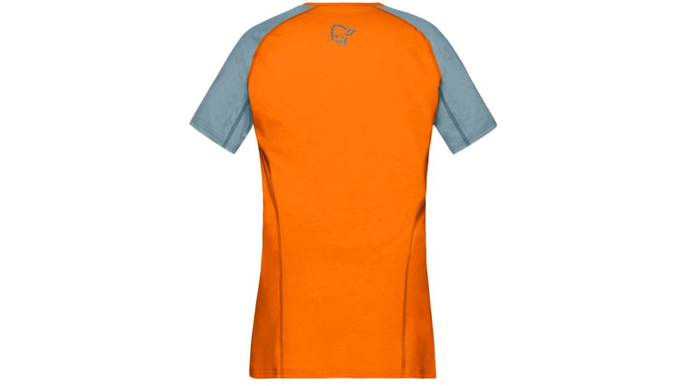 Norrona Fjora Equaliser Lightweight T-Shirt - Womens, Orange Popsicle/Tourmaline, Small, 7042698465009