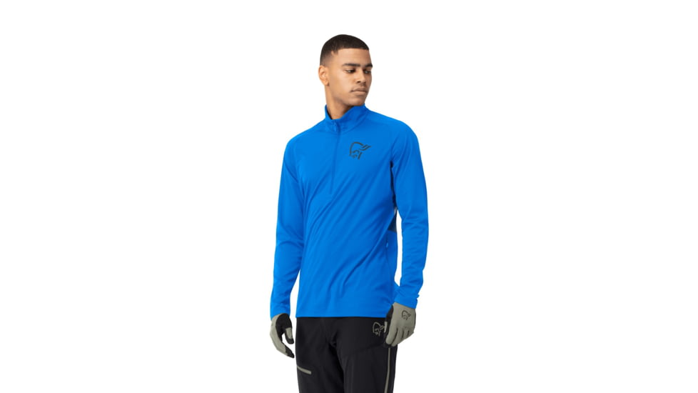 Norrona Fjora Equaliser Long Sleeve Zip Top - Mens, Skydiver, Large, 2214-21-2336-L