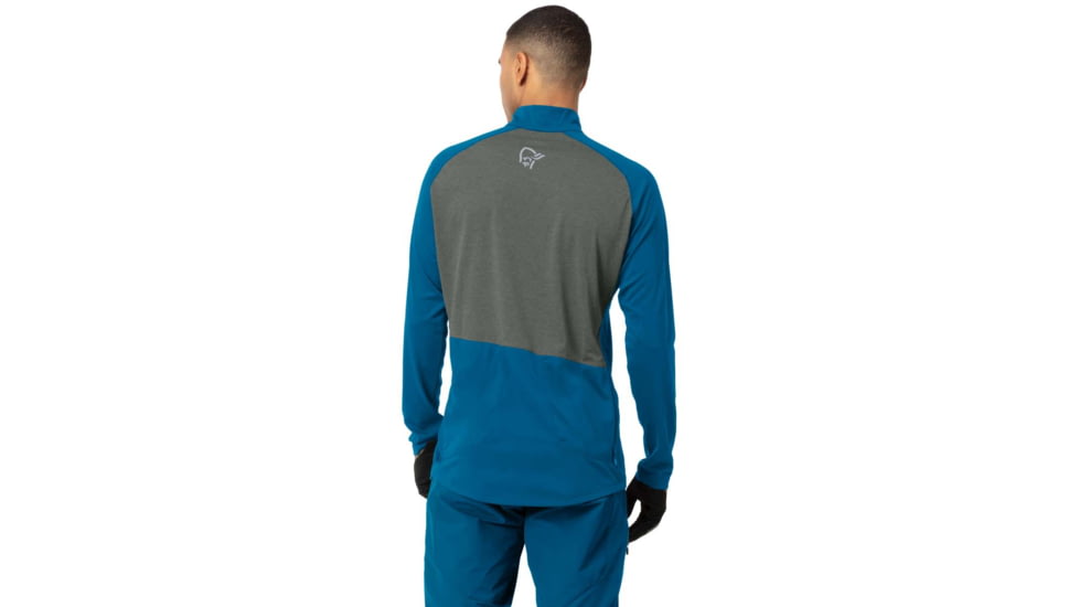 Norrona Fjora Equaliser Zip Top Long Sleeve - Mens, Mykonos Blue/Castor Grey, Large, 2214-21 6010 L