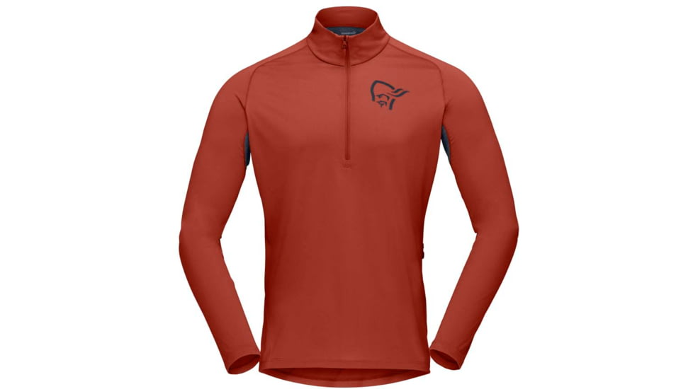 Norrona Fjora Equaliser Zip Top Long Sleeve - Mens, Rooibos Tea/Indigo Night, Extra Large, 2214-21 5511 XL