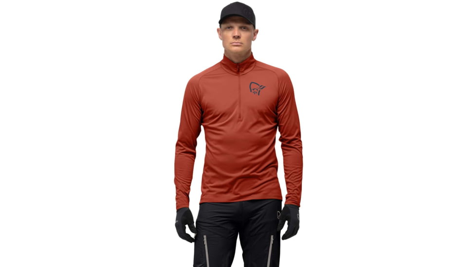 Norrona Fjora Equaliser Zip Top Long Sleeve - Mens, Rooibos Tea/Indigo Night, Extra Large, 2214-21 5511 XL