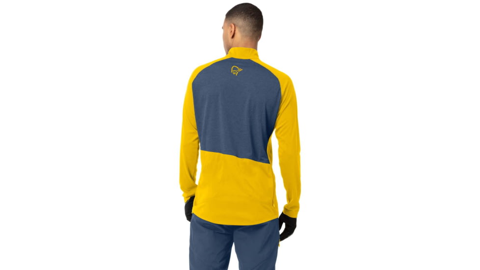 Norrona Fjora Equaliser Zip Top Long Sleeve - Mens, Sulphur/Vintage Indigo, Extra Large, 2214-21 5012 XL