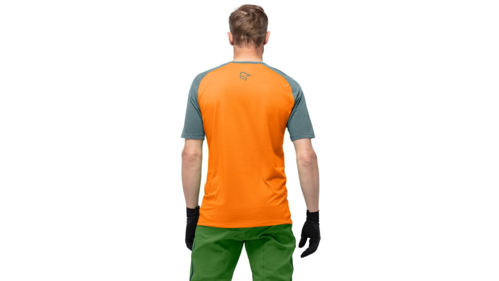 Norrona Fjora Wool T-Shirt - Mens, North Atlantic/Orange Popsicle, Small, 7042698461520