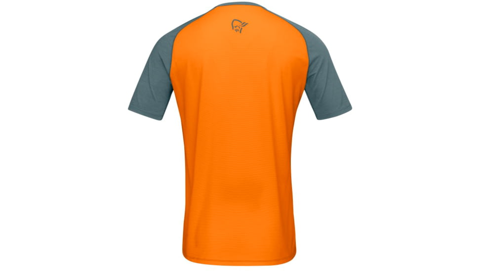 Norrona Fjora Wool T-Shirt - Mens, North Atlantic/Orange Popsicle, Small, 7042698461520