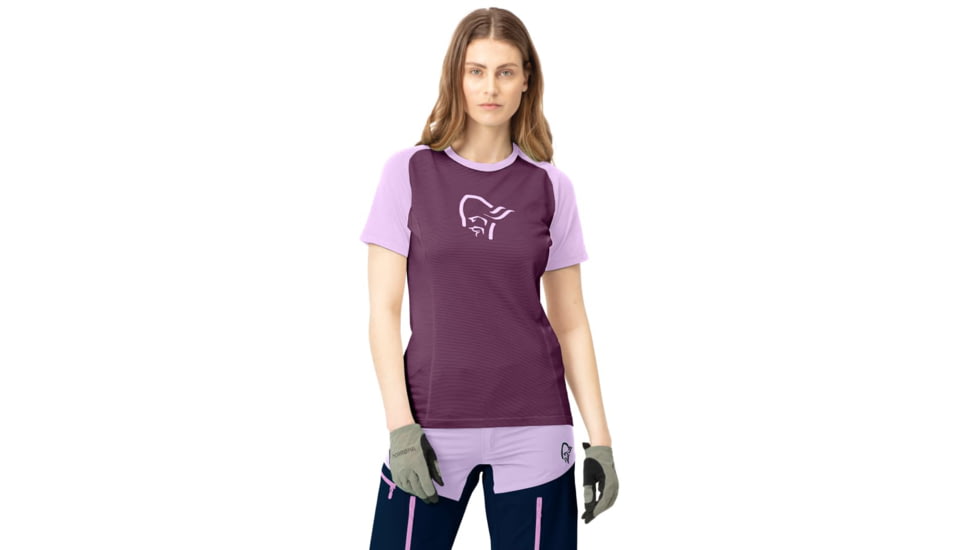 Norrona Fjora Wool T-Shirt - Womens, Dark Purple/Violet Tulle, Extra Small, 7042698461612