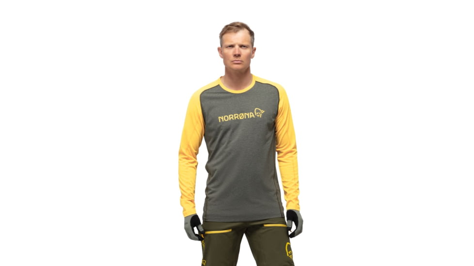 Norrona Fjr Equaliser Lightweight Long Sleeve - Mens, Olive Night/Lemon Chrome, Small, 7042698437310