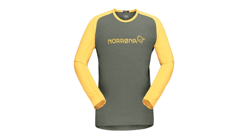 Norrona Fjr Equaliser Lightweight Long Sleeve - Mens, Olive Night/Lemon Chrome, Small, 7042698437310