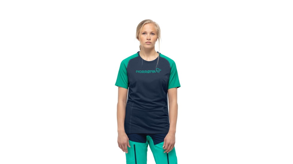 Norrona Fjr Equaliser Lightweight T-Shirt - Womens, Arcadia/Indigo Night, Extra Small, 7042698437402