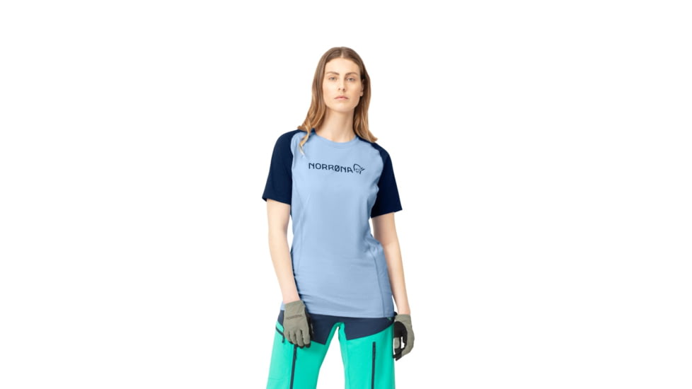 Norrona Fjr Equaliser Lightweight T-Shirt - Womens, Serenity/Indigo Night, Extra Small, 7042698398185