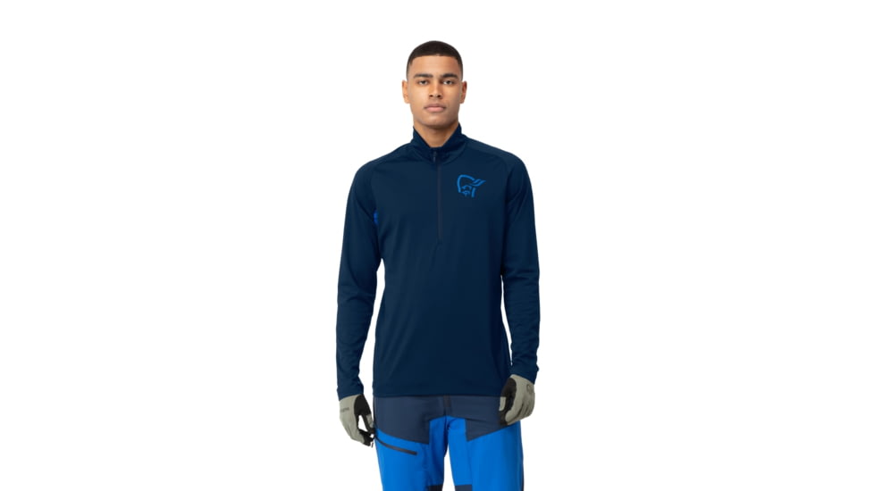 Norrona Fjr Equaliser Long Sleeve Zip Top - Mens, Indigo Night/Olympian Blue, Extra Large, 7042698425454