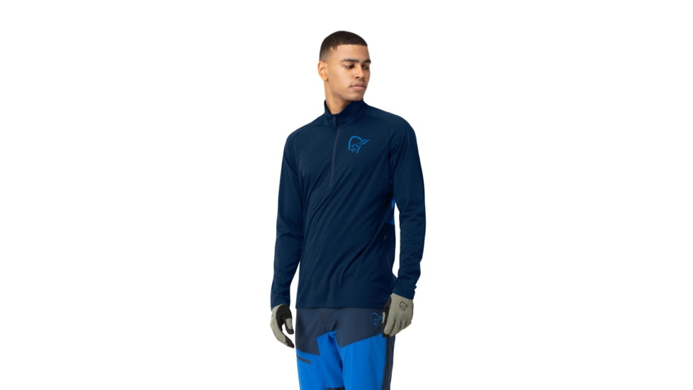 Norrona Fjr Equaliser Long Sleeve Zip Top - Mens, Indigo Night/Olympian Blue, Extra Large, 7042698425454