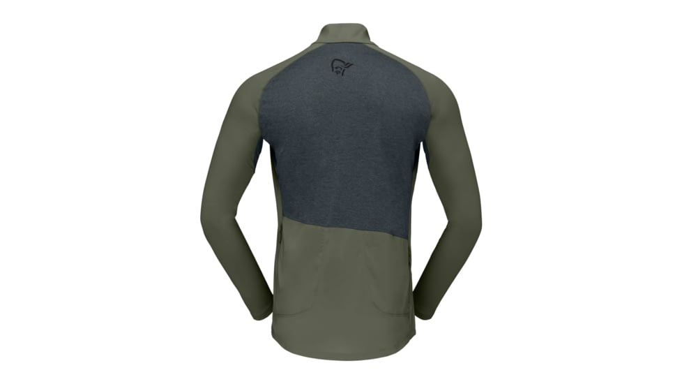 Norrona Fjr Equaliser Long Sleeve Zip Top - Mens, Olive Night/Caviar, Medium, 7042698425478