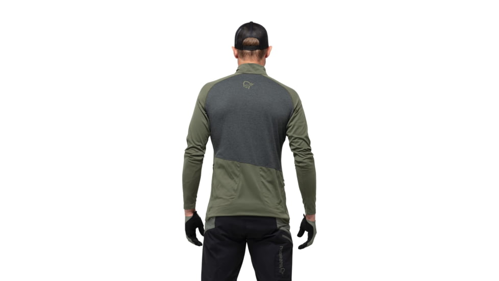 Norrona Fjr Equaliser Long Sleeve Zip Top - Mens, Olive Night/Caviar, Medium, 7042698425478