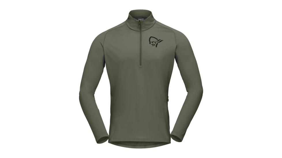 Norrona Fjr Equaliser Long Sleeve Zip Top - Mens, Olive Night/Caviar, Medium, 7042698425478