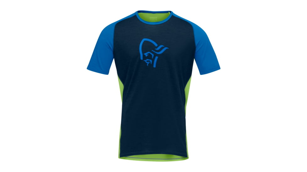 Norrona Fjr Wool T-Shirt - Mens, Indigo Night/Foliage, Medium, 7042698425553