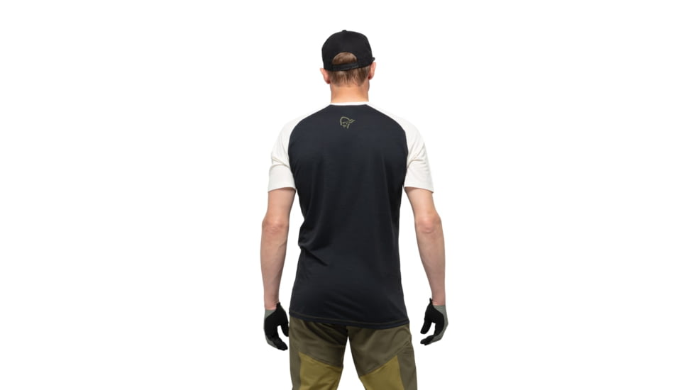 Norrona Fjr Wool T-Shirt - Mens, Olive Drab/Caviar, Large, 7042698425584