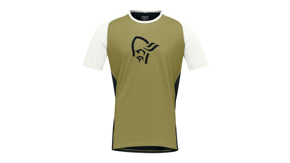 Norrona Fjr Wool T-Shirt - Mens, Olive Drab/Caviar, Large, 7042698425584