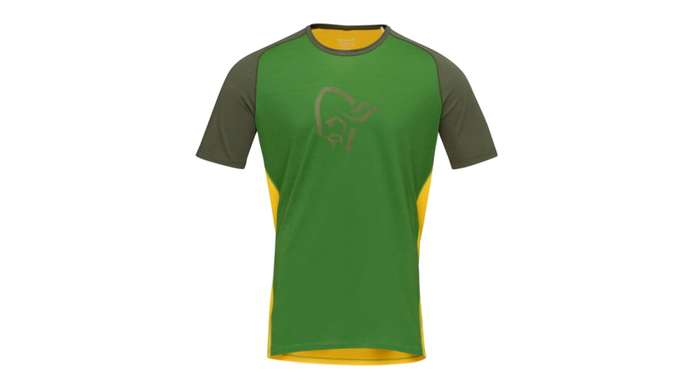 Norrona Fjr Wool T-Shirt - Mens, Treetop/Lemon Chrome, Small, 7042698425645