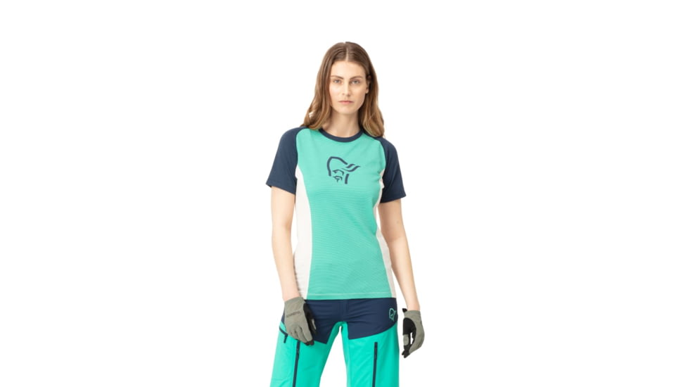 Norrona Fjr Wool T-Shirt - Womens, Arcadia/Snowdrop, Extra Small, 7042698425690