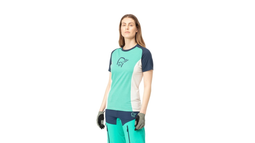 Norrona Fjr Wool T-Shirt - Womens, Arcadia/Snowdrop, Extra Small, 7042698425690