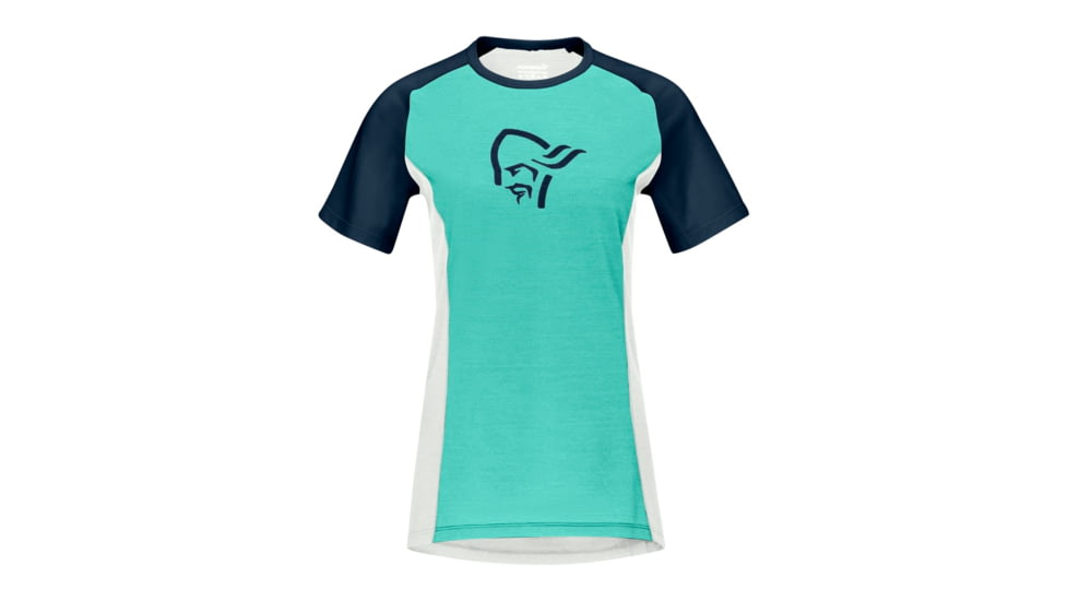 Norrona Fjr Wool T-Shirt - Womens, Arcadia/Snowdrop, Extra Small, 7042698425690