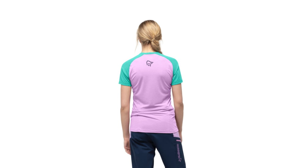 Norrona Fjr Wool T-Shirt - Womens, Indigo Night/Violet Tulle, Large, 7042698425744