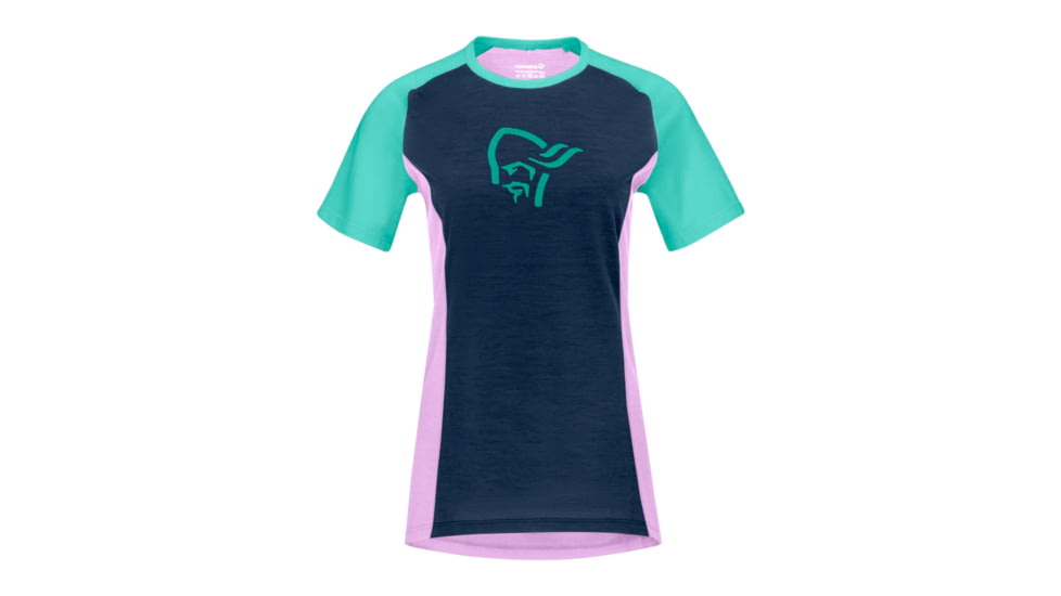 Norrona Fjr Wool T-Shirt - Womens, Indigo Night/Violet Tulle, Large, 7042698425744