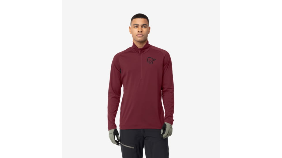 Norrona Fjra Equaliser Long Sleeve Zip Top - Mens, Tawny Port, Medium, 2214-21-1201-M