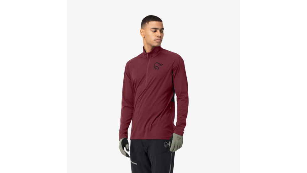 Norrona Fjra Equaliser Long Sleeve Zip Top - Mens, Tawny Port, Medium, 2214-21-1201-M