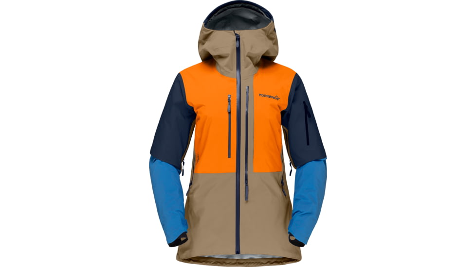 Norrona Lofoten Gore-Tex Pro Jacket - Womens, Elmwood/Orange Popsicle, Extra Large, 1031-20-4404-XL