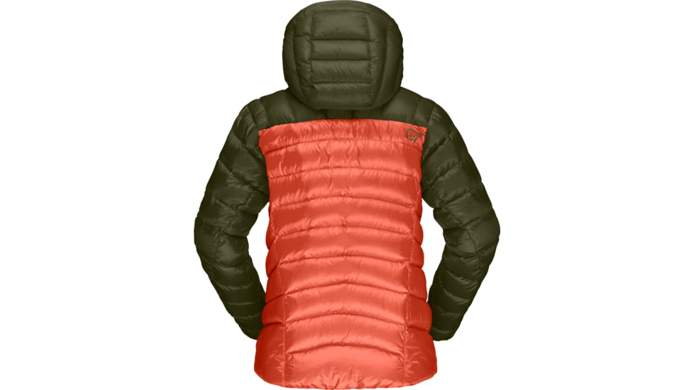 Norrona Lyngen Down850 Hood - Womens, Olive Night/Orange Alert, Large, 2005-20 3313 L