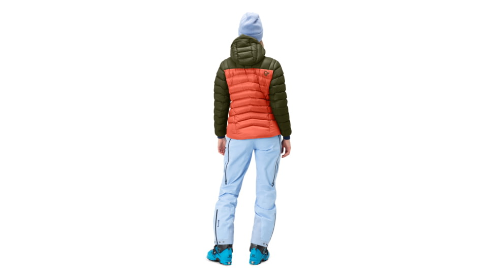 Norrona Lyngen Down850 Hood - Womens, Olive Night/Orange Alert, Large, 2005-20 3313 L