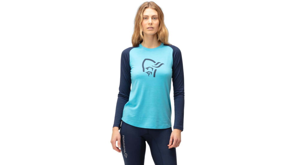 Norrona PureUll Norrona Long Sleeve - Womens, Aquarius/Indigo Night, Extra Small, 5266-21 2374 XS