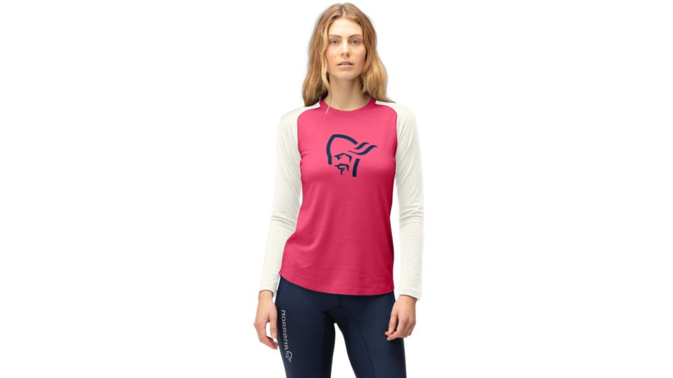 Norrona PureUll Norrona Long Sleeve - Womens, Honeysuckle/Snowdrop, Extra Large, 5266-21 5558 XL