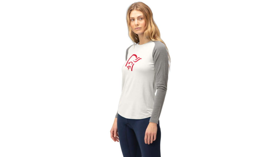 Norrona PureUll Norrona Long Sleeve - Womens, Snowdrop/Castor Grey, Medium, 5266-21 9942 M