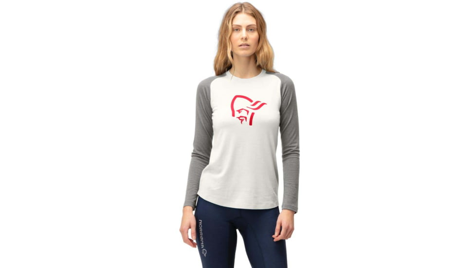 Norrona PureUll Norrona Long Sleeve - Womens, Snowdrop/Castor Grey, Medium, 5266-21 9942 M