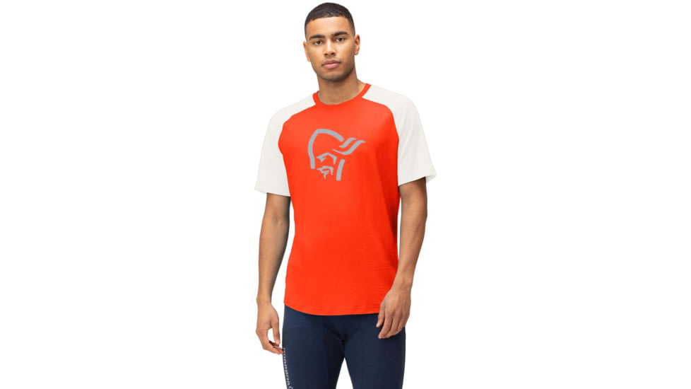 Norrona PureUll Norrona T-Shirt - Mens, Arednalin Red/Snowdrop, Small, 5261-21 5643 S