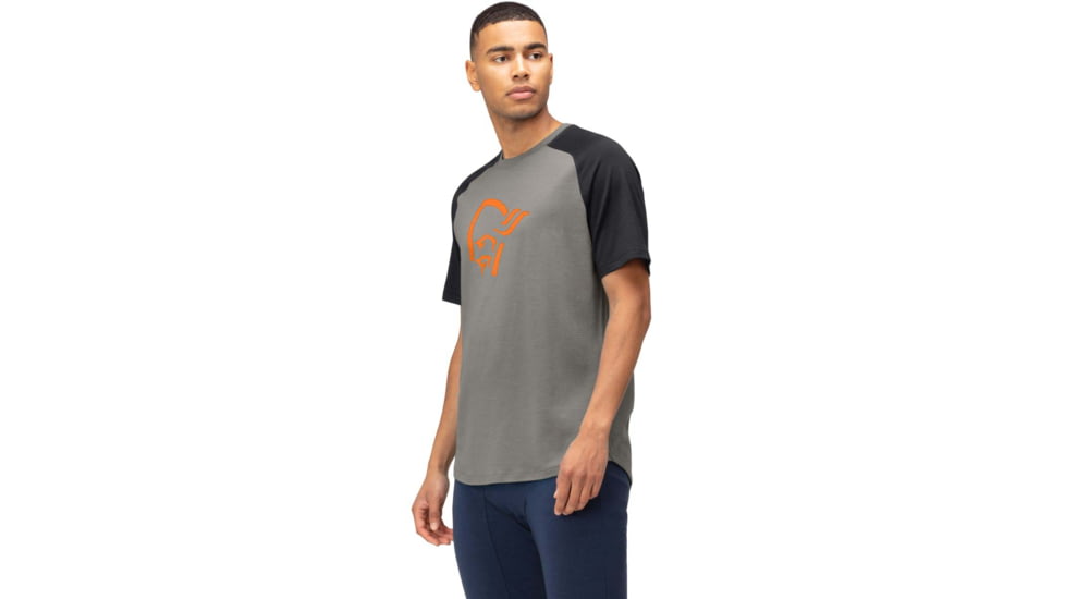 Norrona PureUll Norrona T-Shirt - Mens, Castor Grey/Caviar Black Melange, Small, 5261-21 8704 S