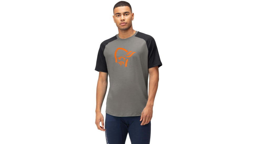 Norrona PureUll Norrona T-Shirt - Mens, Castor Grey/Caviar Black Melange, Small, 5261-21 8704 S