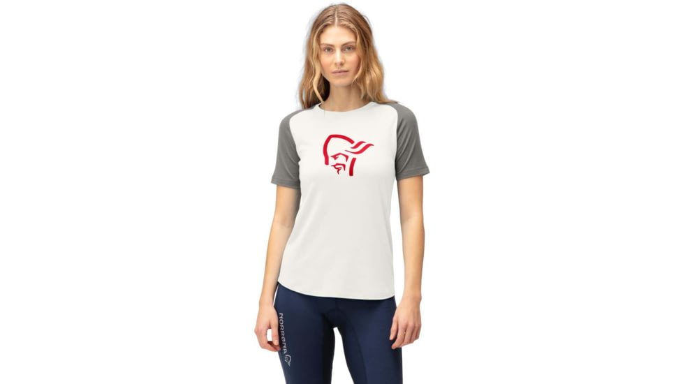 Norrona PureUll Norrona T-Shirt - Womens, Snowdrop/Castor Grey, Large, 5265-21 9942 L
