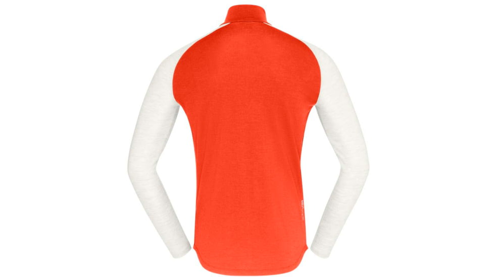 Norrona PureUll Norrona Zip Neck Shirt - Mens, Arednalin Red/Snowdrop, Medium, 5270-21 5643 M