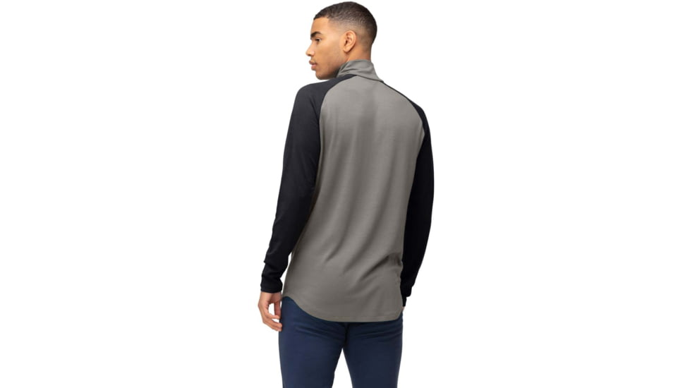 Norrona PureUll Norrona Zip Neck Shirt - Mens, Castor Grey/Caviar Black Melange, 2XL, 5270-21 8704 XXL