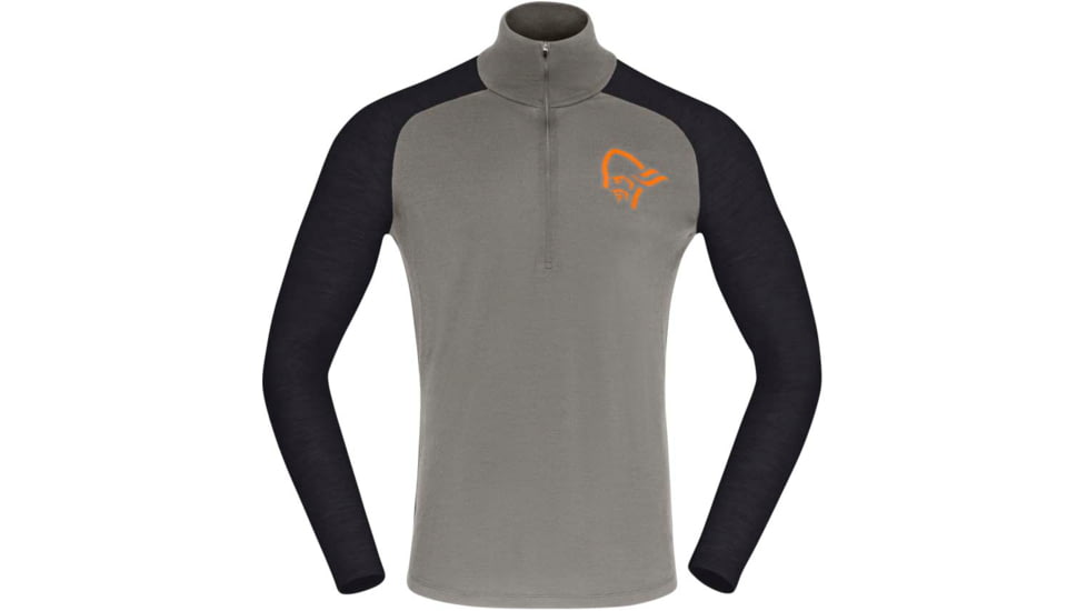 Norrona PureUll Norrona Zip Neck Shirt - Mens, Castor Grey/Caviar Black Melange, 2XL, 5270-21 8704 XXL