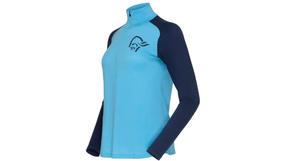 Norrona PureUll Norrona Zip Neck Shirt - Womens, Aquarius/Indigo Night, Extra Large, 5271-21 2374 XL