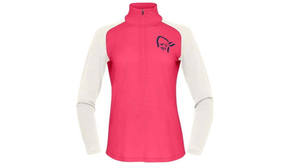 Norrona PureUll Norrona Zip Neck Shirt - Womens, Honeysuckle/Snowdrop, Extra Small, 5271-21 5558 XS