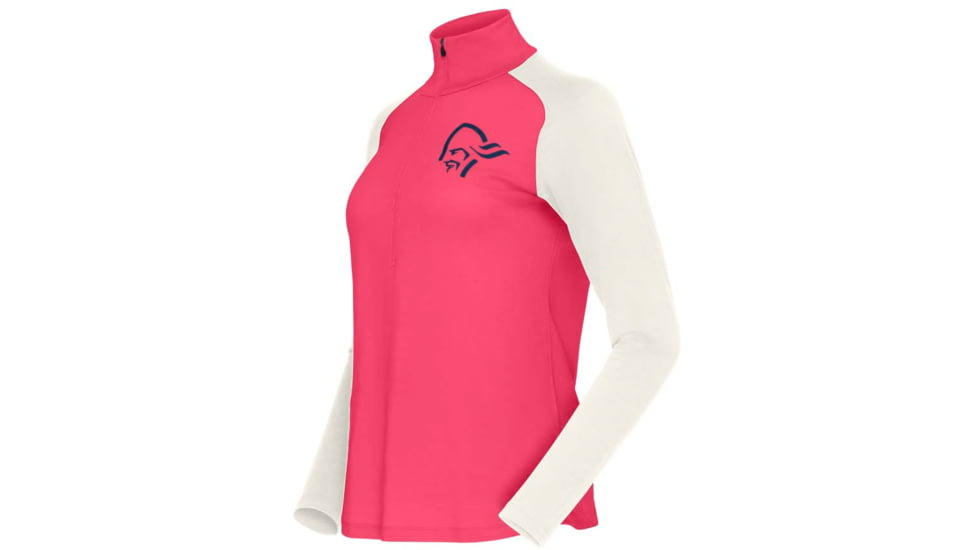 Norrona PureUll Norrona Zip Neck Shirt - Womens, Honeysuckle/Snowdrop, Extra Small, 5271-21 5558 XS